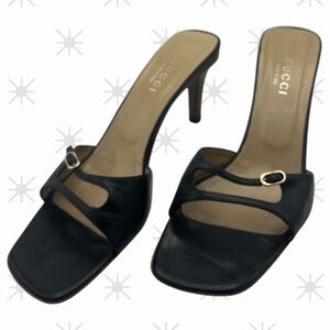 Gucci Black Heels with Elegant Multi-Strap Design